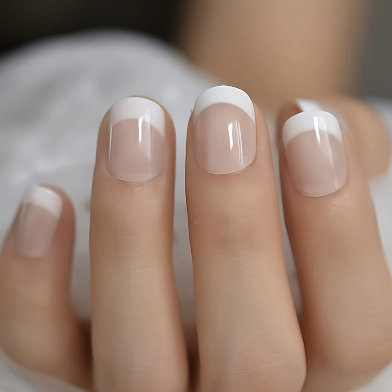 Nail Art French - 24 adet fransız beyaz kenarlı kısa