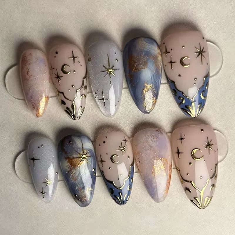 Nail Art French - 24 Adet Kısa Badem Çivi Seti