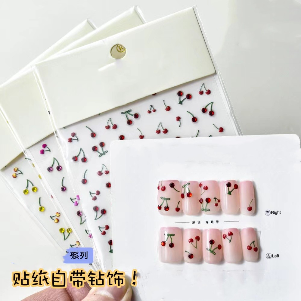 Nail Art Red Cherry - 1 adet 5D lüks kırmızı pembe