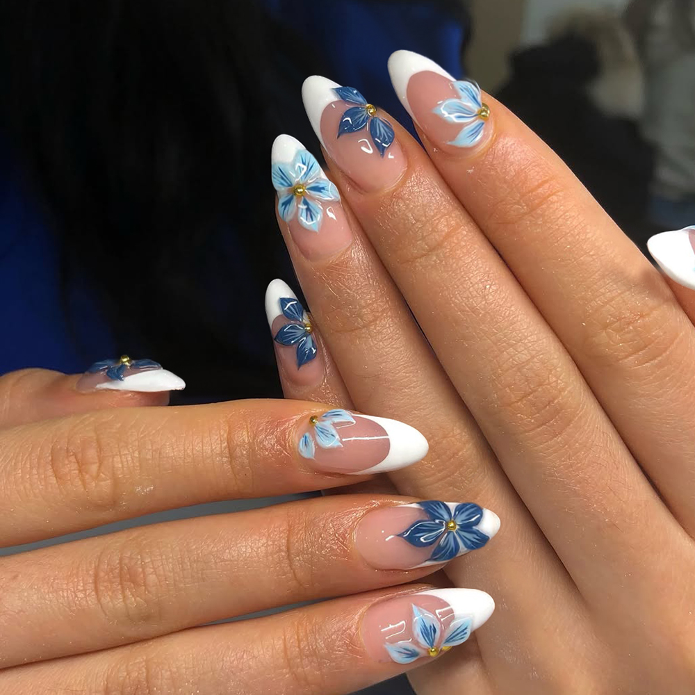 Press On Nail Set - 24 adet Badem Şeklinde 3D Jel