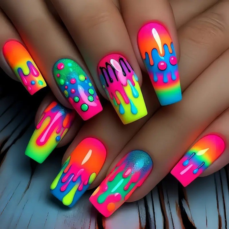 Press On Nail Set - 24 adet/takım kısa Orta Uzun takma