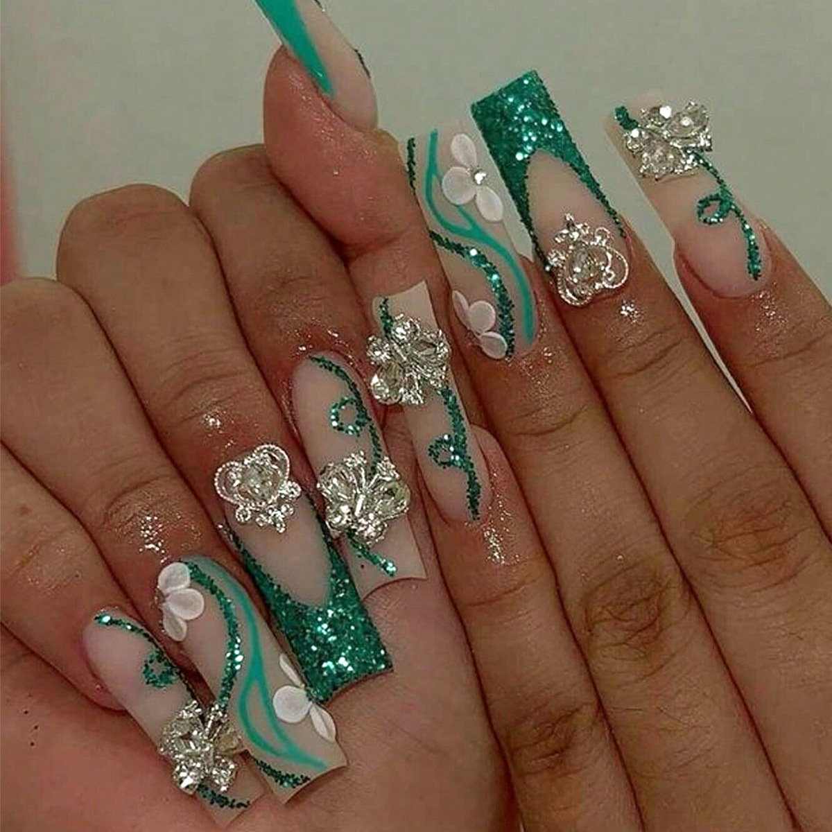 Nail Art French - Uzun tabut basın çivi balerin üzerinde