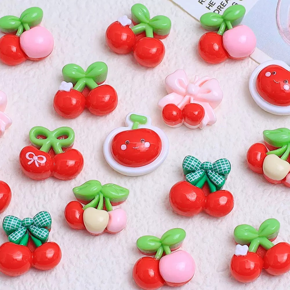 Nail Art Red Cherry - 20 Adet Sevimli Mini karikatür çeşitli