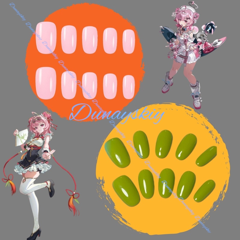 Press On Nail Set - Pembe El Yapımı Chiz Cosplay Prop