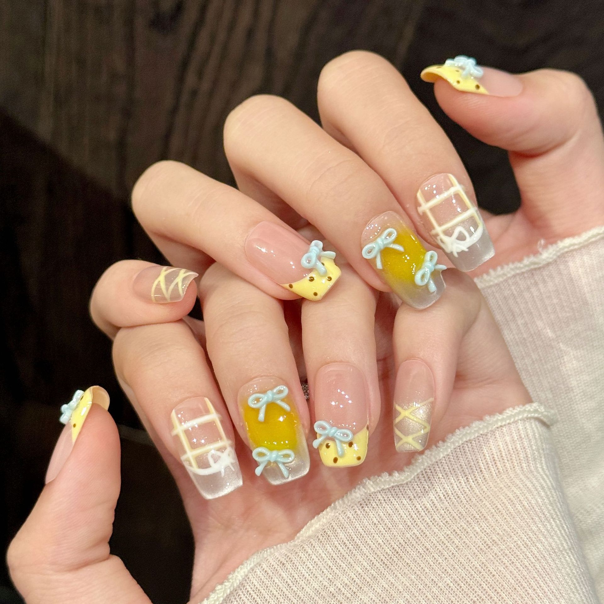 Nail Art Yellow - 10 Adet El Yapımı Kawaii Sevimli