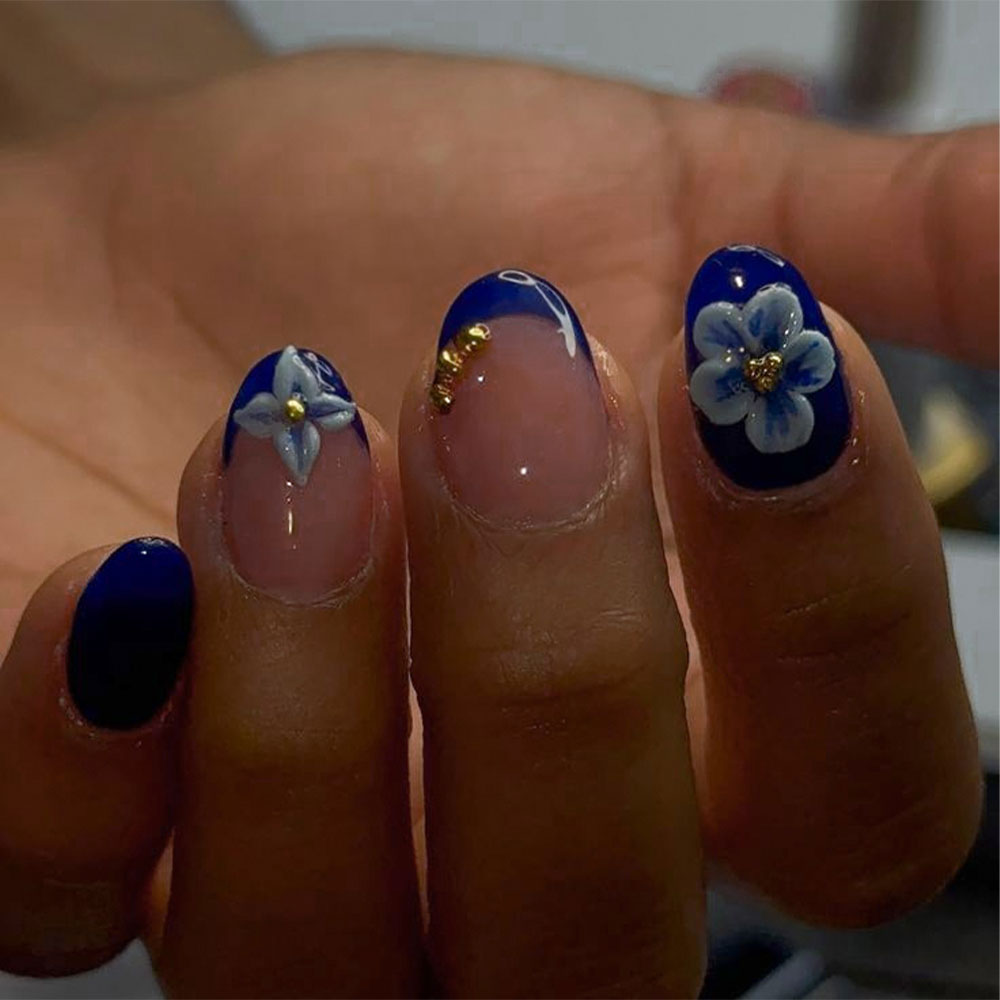 Nail Art French - 24 adet Kısa Oval 3D Jel