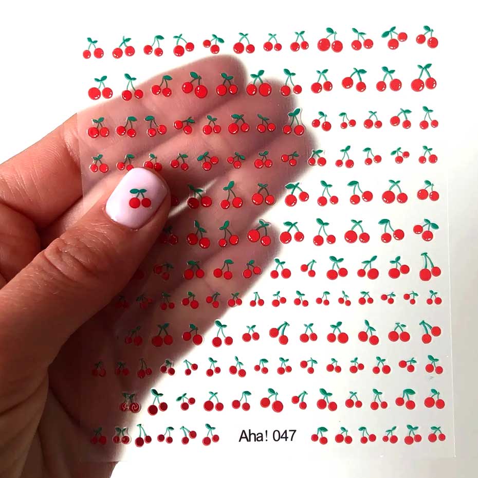 Nail Art Red Cherry - 1 sayfalık 3D Tatlı Kiraz Meyve