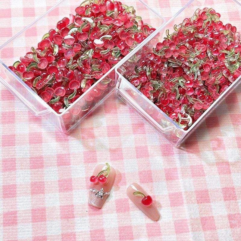 Nail Art Red Cherry - 20 adet Tatlı 3D Mini Kırmızı