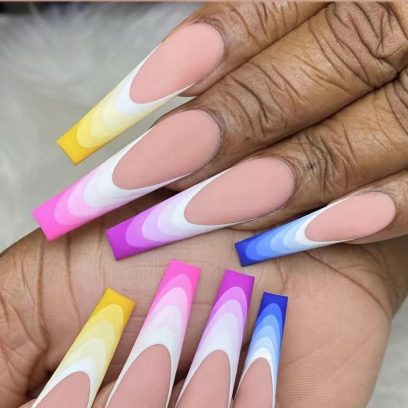 Press On Nail Set - Kadınlar ve kızlar için kısa orta