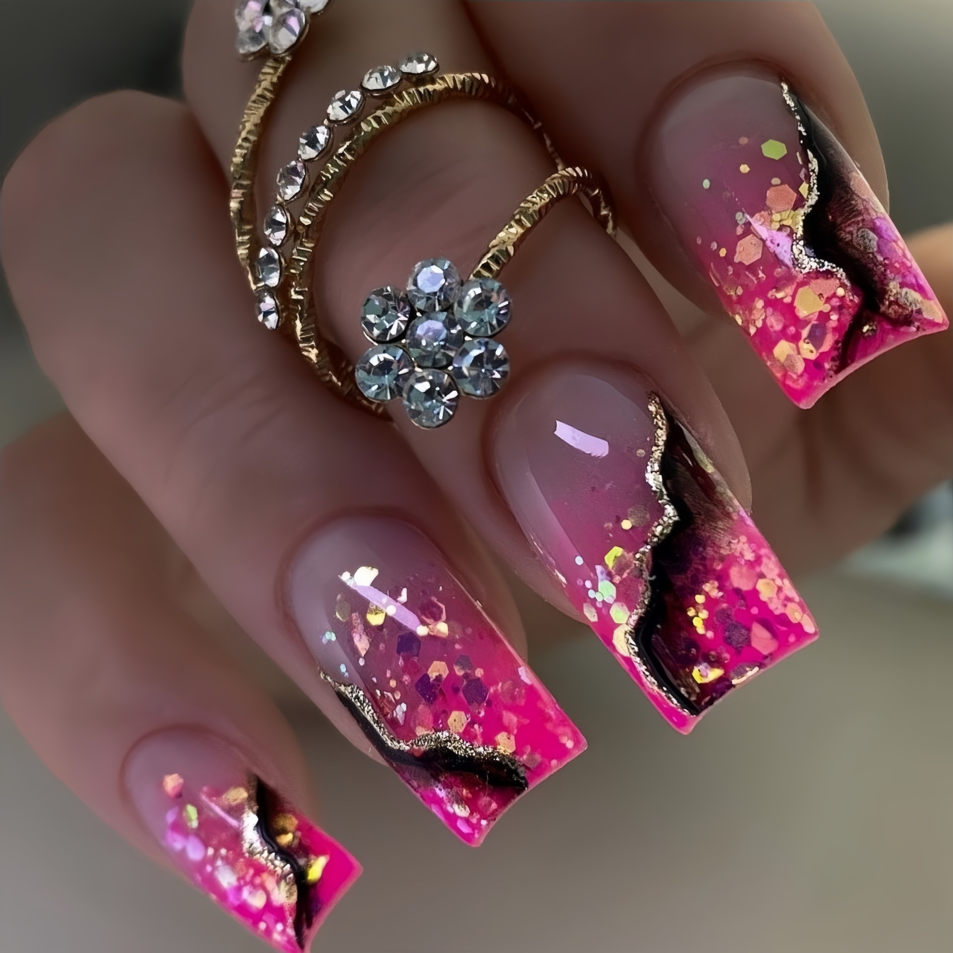 Press On Nail Set - Kadınlar ve kızlar için orta boy