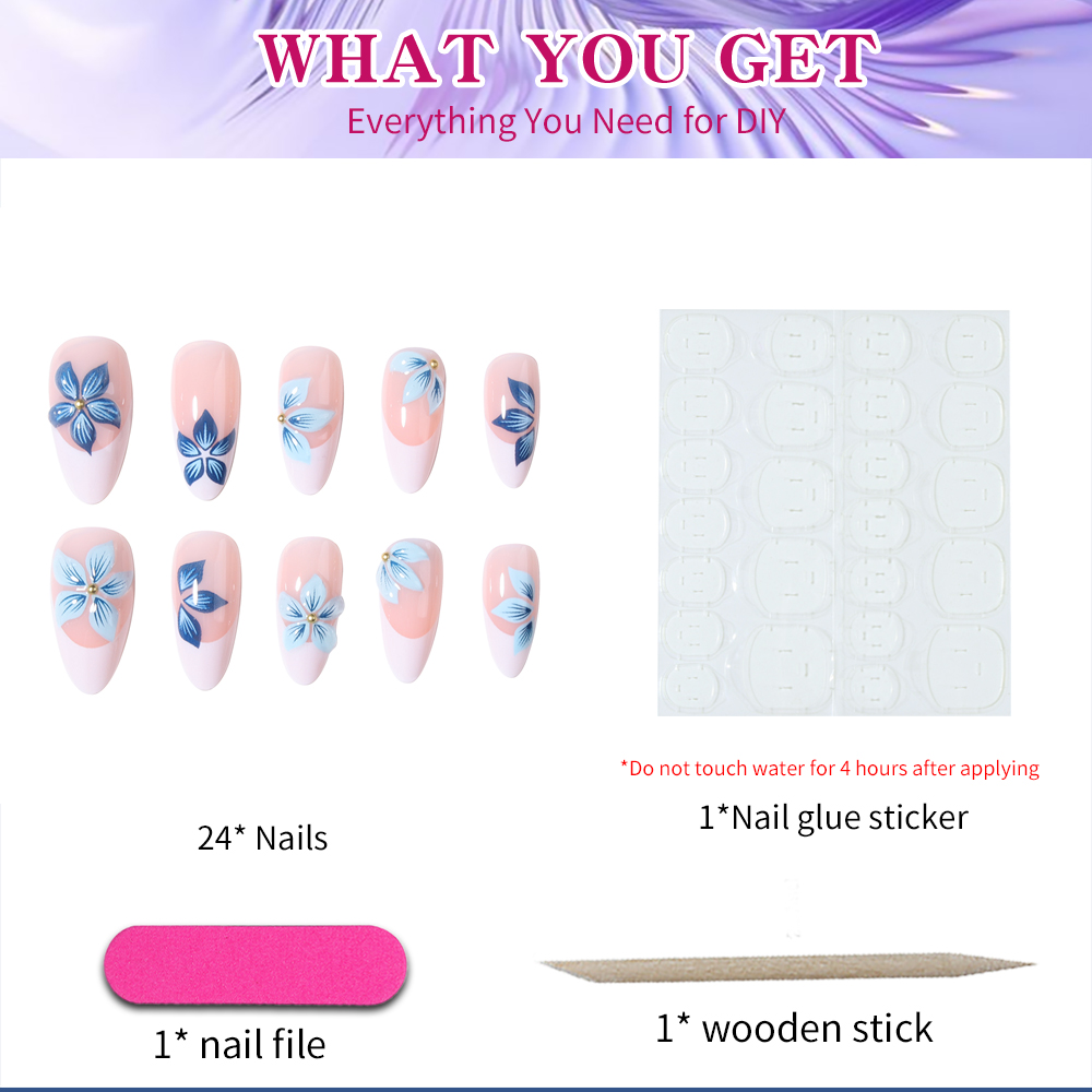24 adet Badem Şeklinde 3D Jel  - Press On Nail Set incelemesi ve fiyatı