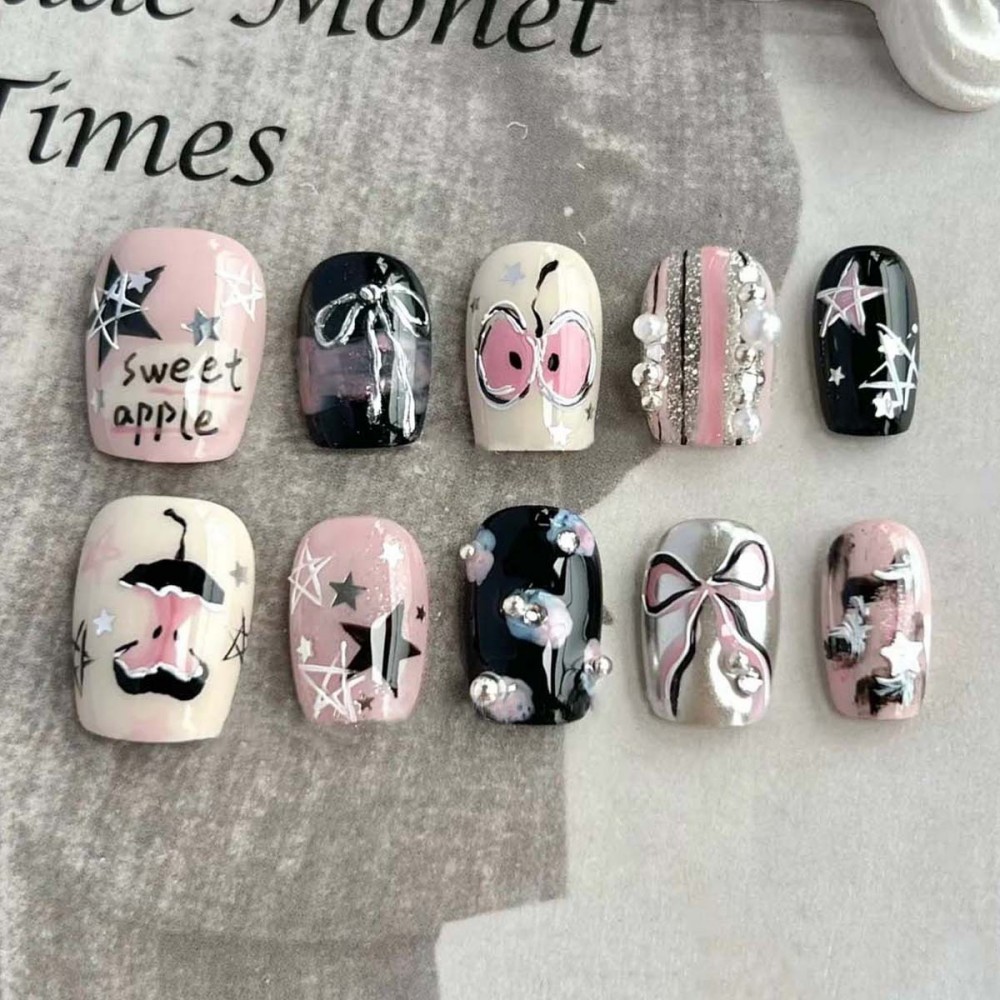30 adet tatlı elma Graffiti ta - Press On Nail Set incelemesi ve fiyatı