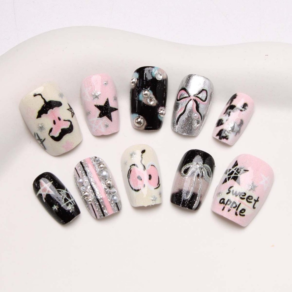 30 adet tatlı elma Graffiti ta - Press On Nail Set incelemesi ve fiyatı