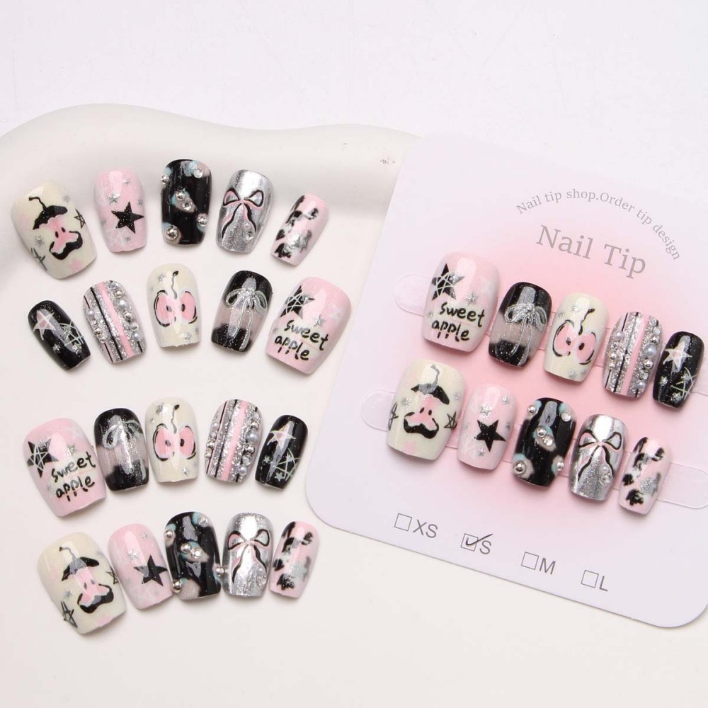 30 adet tatlı elma Graffiti ta - Press On Nail Set incelemesi ve fiyatı