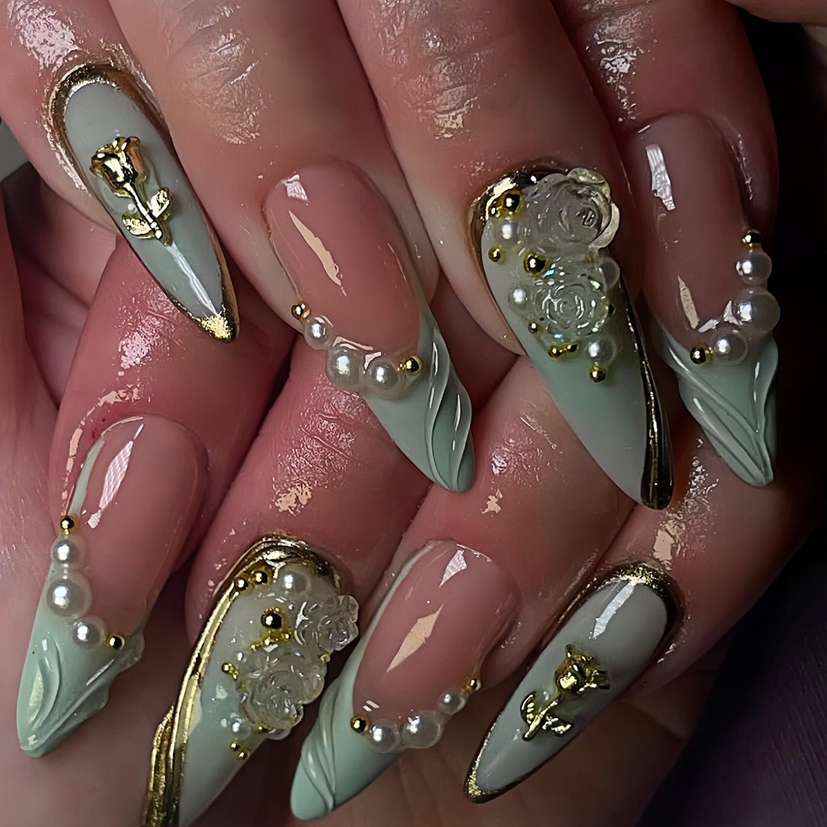 24 Adet Yeşil Kedi Gözü Takma  - Nail Art French incelemesi ve fiyatı