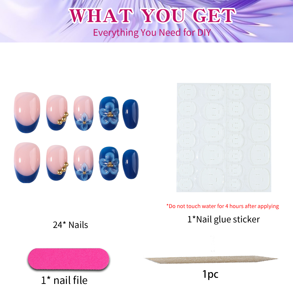 24 adet Kısa Oval 3D Jel Tırna - Nail Art French incelemesi ve fiyatı
