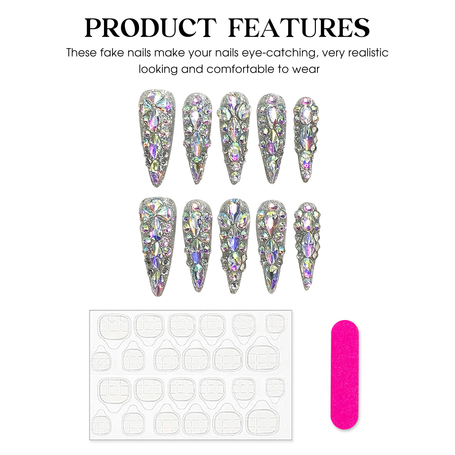 10 adet El Yapımı Çivi Üzerind - Nail Art French incelemesi ve fiyatı