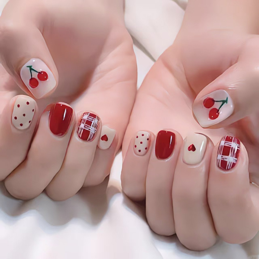 Kadınlar ve kızlar için kısa k - Nail Art Red Cherry incelemesi ve fiyatı