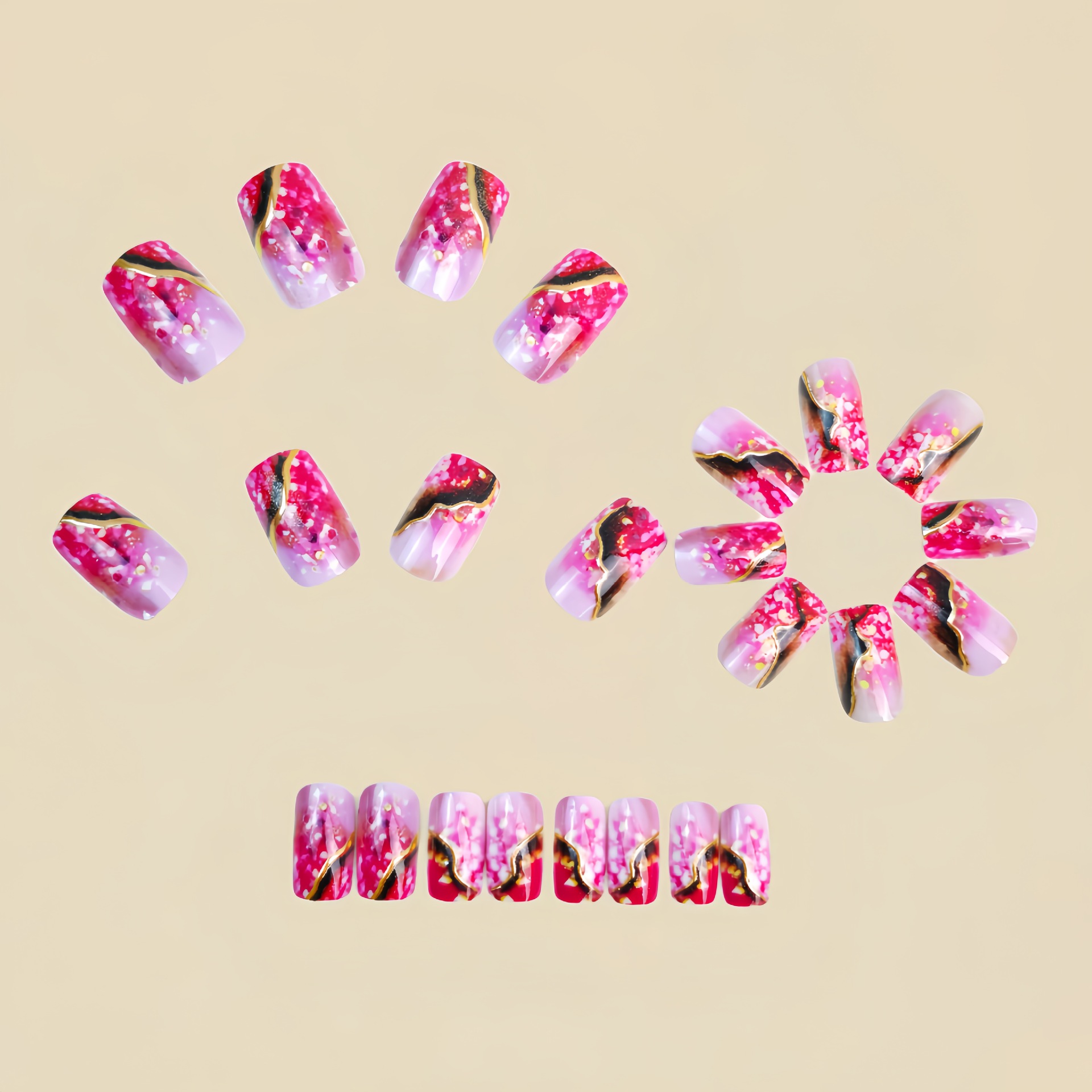 Kadınlar ve kızlar için orta b - Press On Nail Set incelemesi ve fiyatı